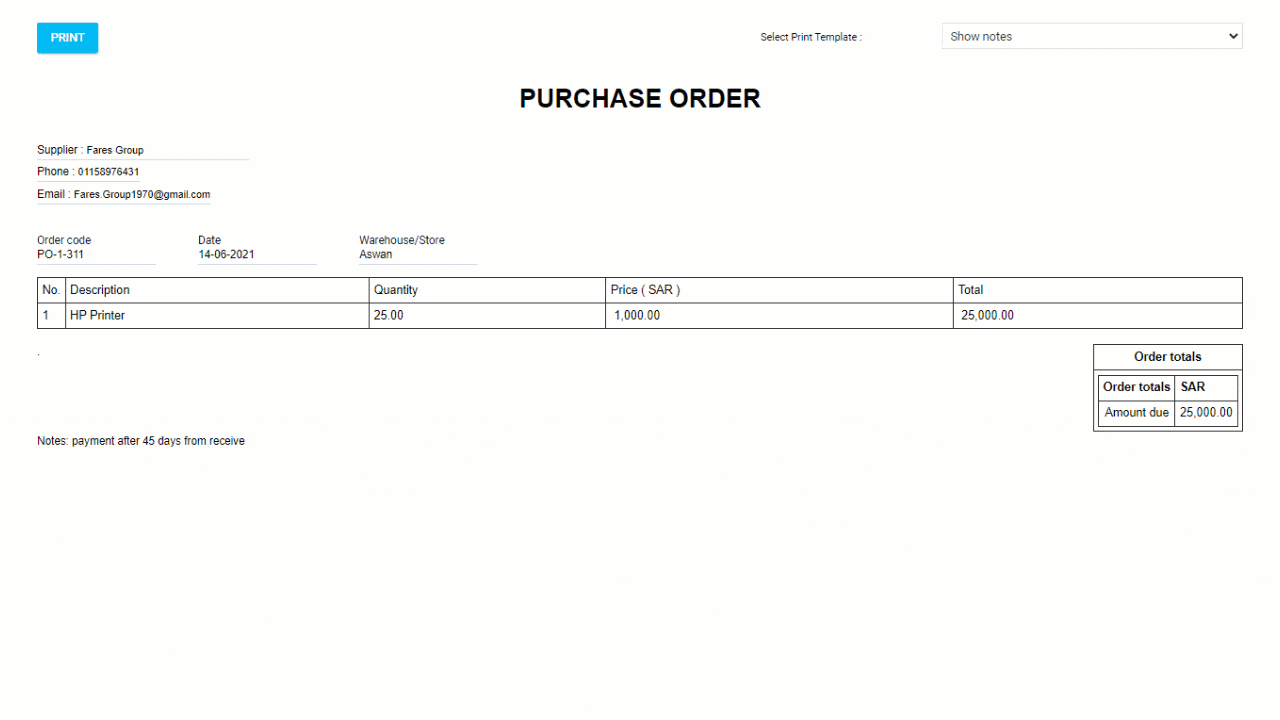 May Updates 2021 - (Notes) a new box in the purchase order print template