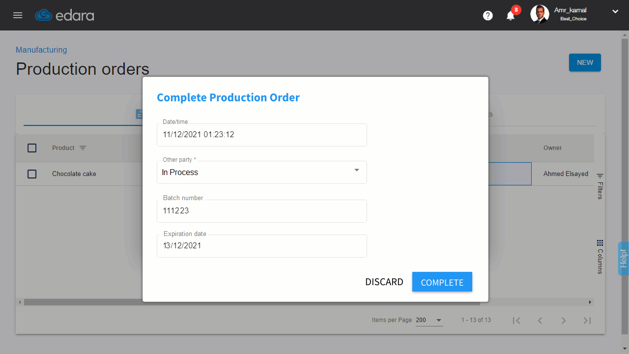 November Updates 2021 - Batch number and expiration date in production order