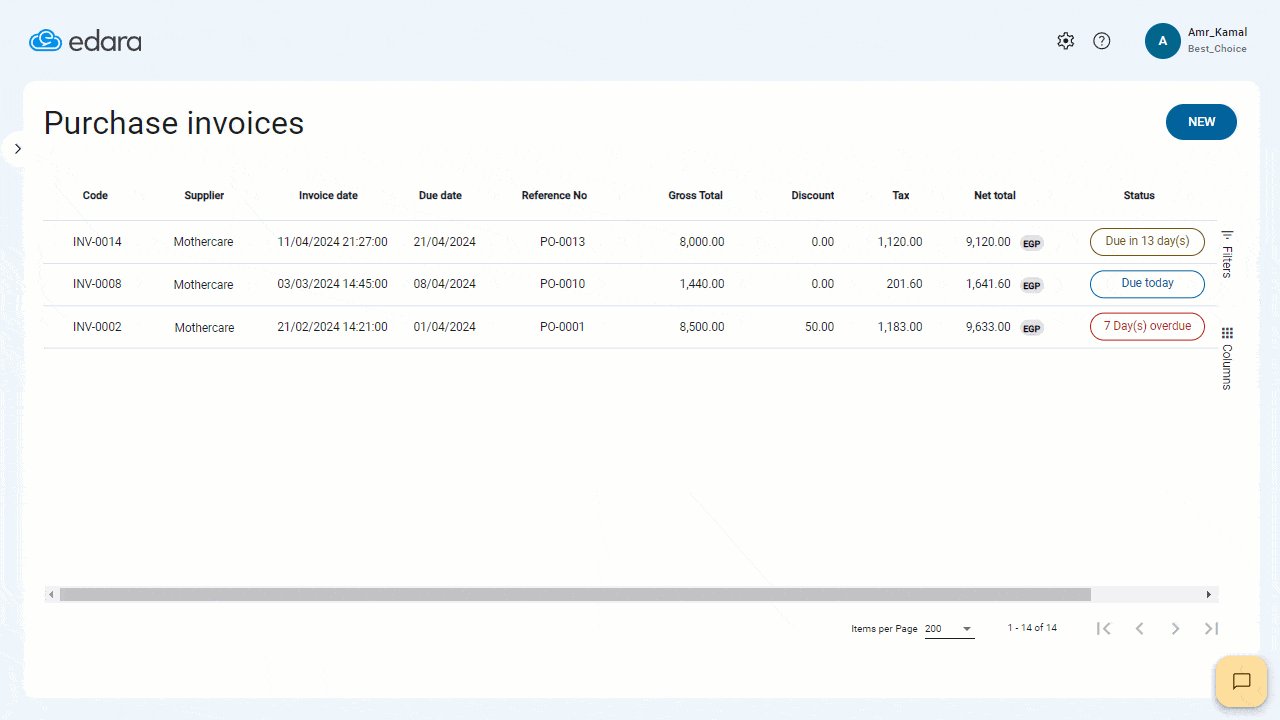 April Updates 2024 - New Columns in the Purchase invoices Page