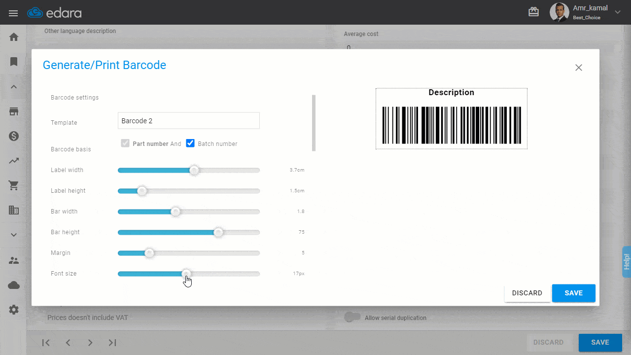 December Updates 2021 - Barcode's font size control