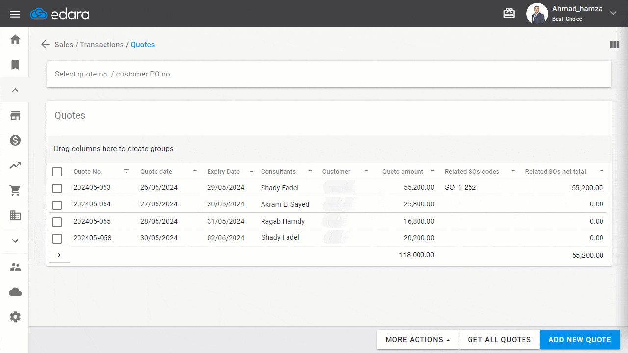 June Updates 2024 - Show Consultants in the Quotes listing page