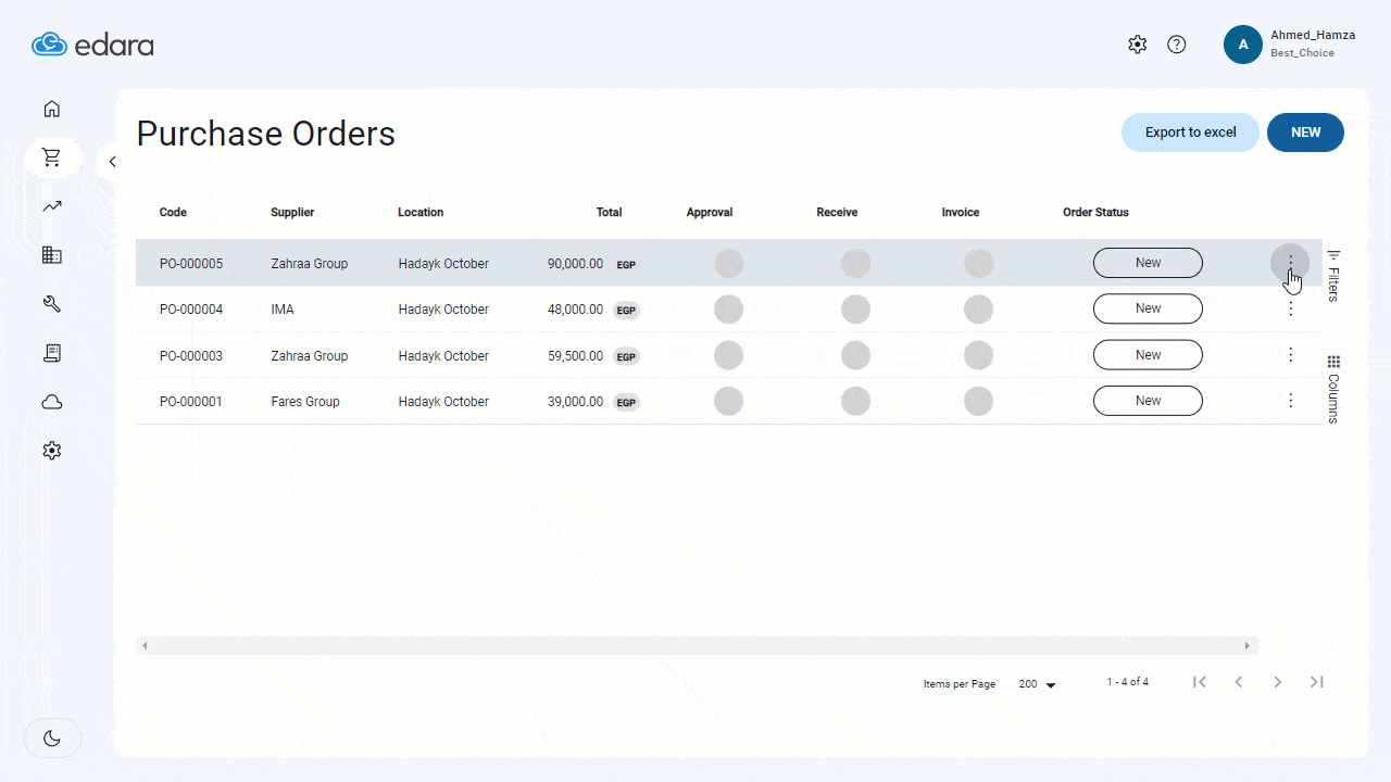 Approve/Reject Purchase Orders Related to the Workflow