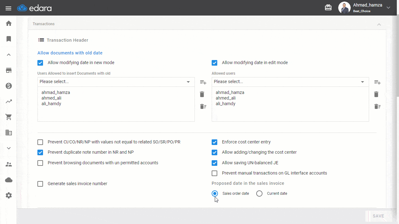 Configure Proposed Sales Invoice Date