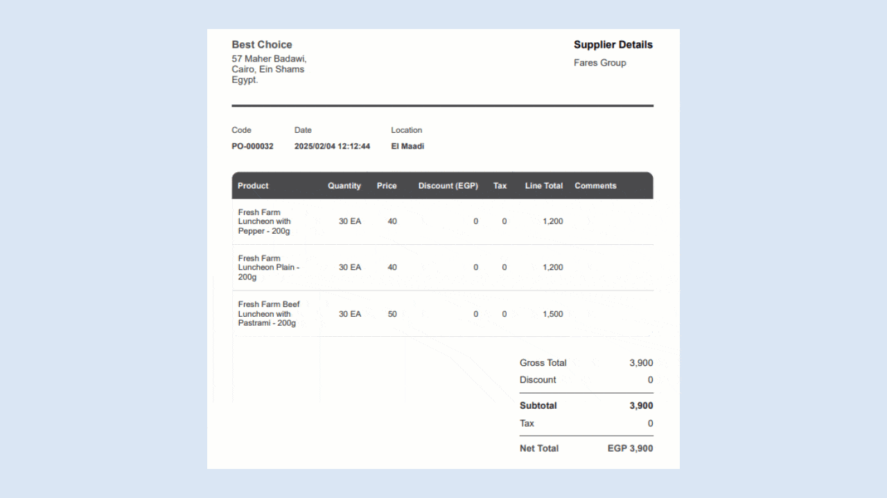 March Updates 2025 - Purchase Order Printing in Edara 3