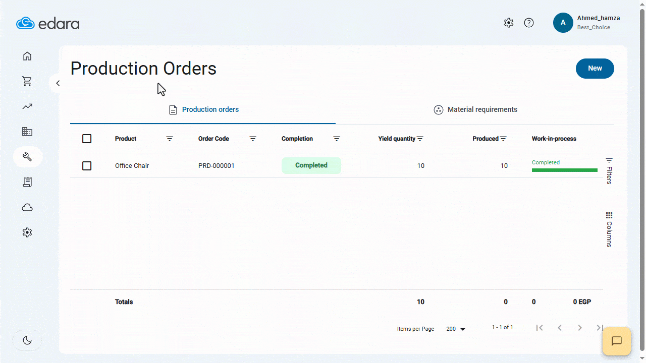 Undo the Completing of a Production Order
