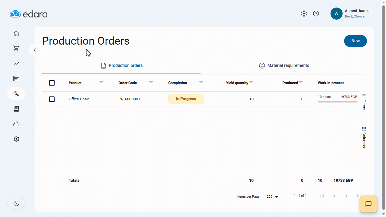 Undo the Starting of a Production Order