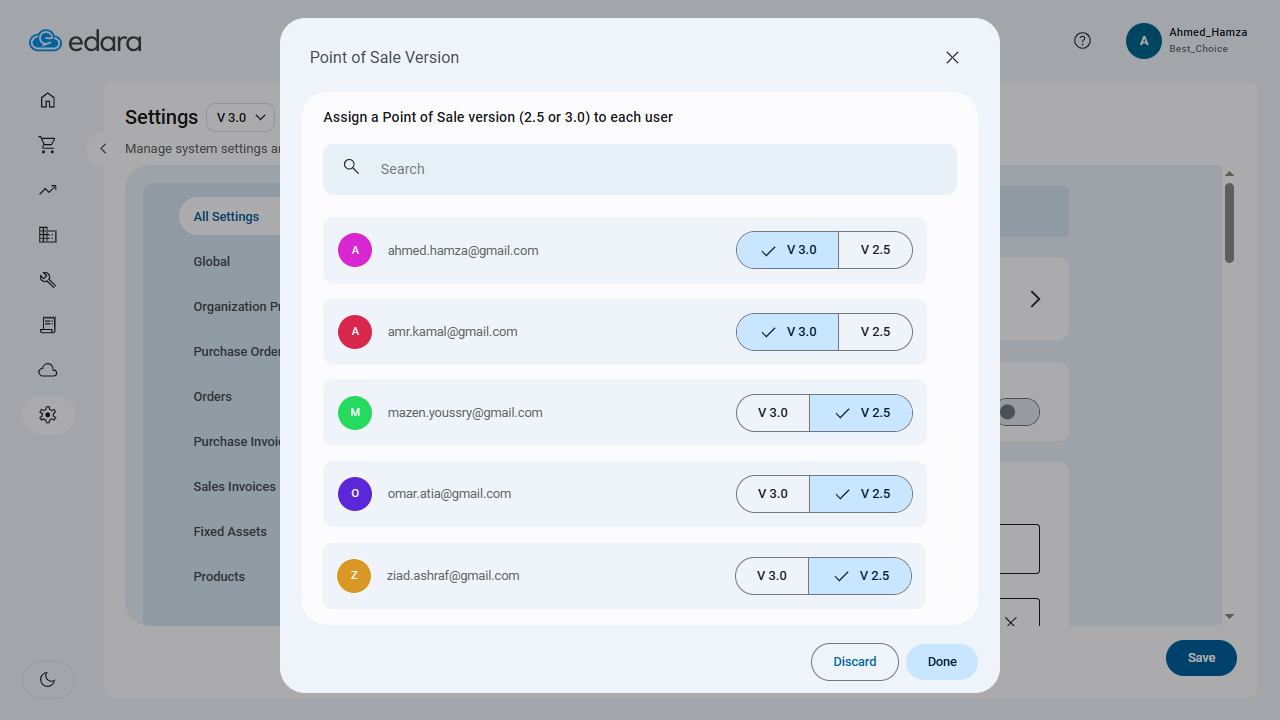 June Updates 2025 - Specify the POS version for each user