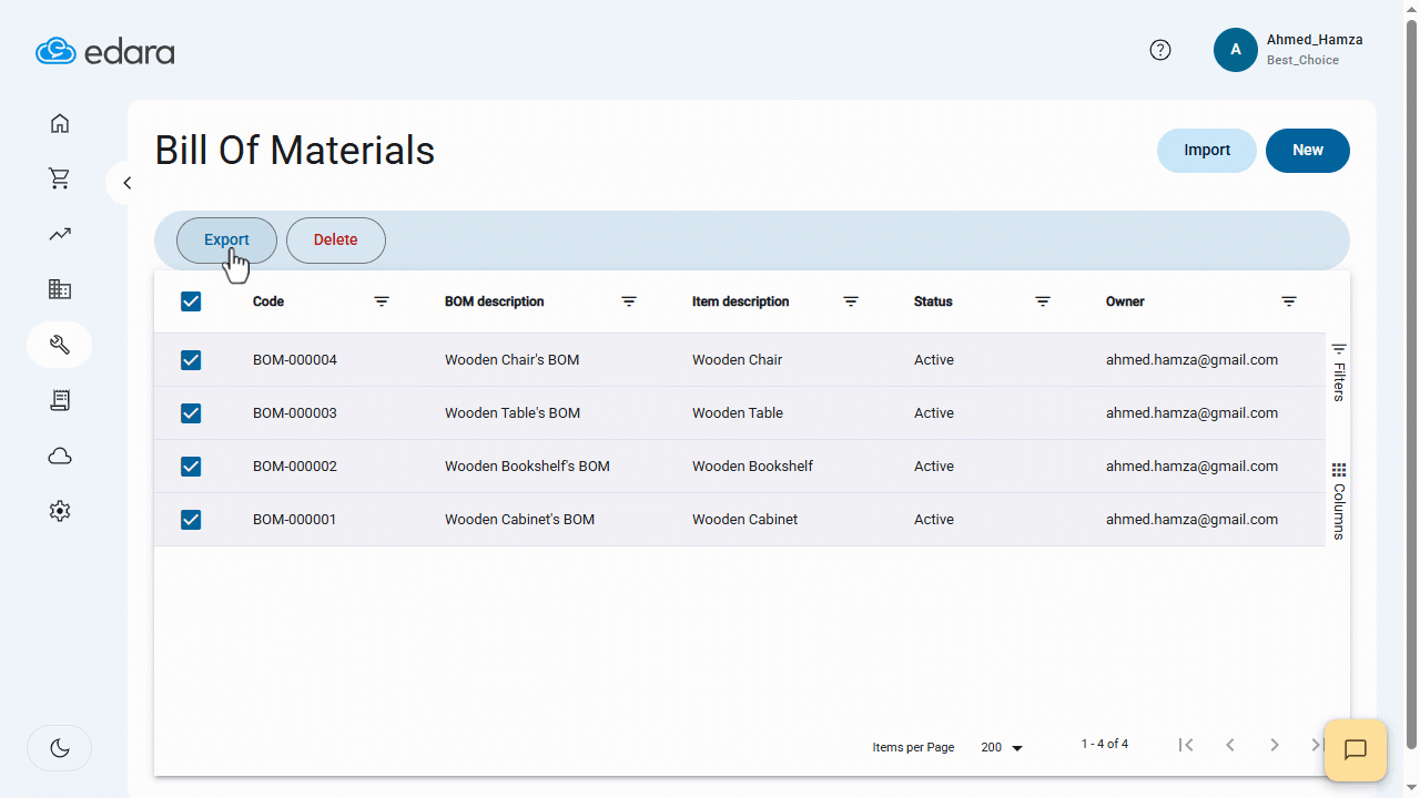 October Updates2025 Exporting Bills of Materials to