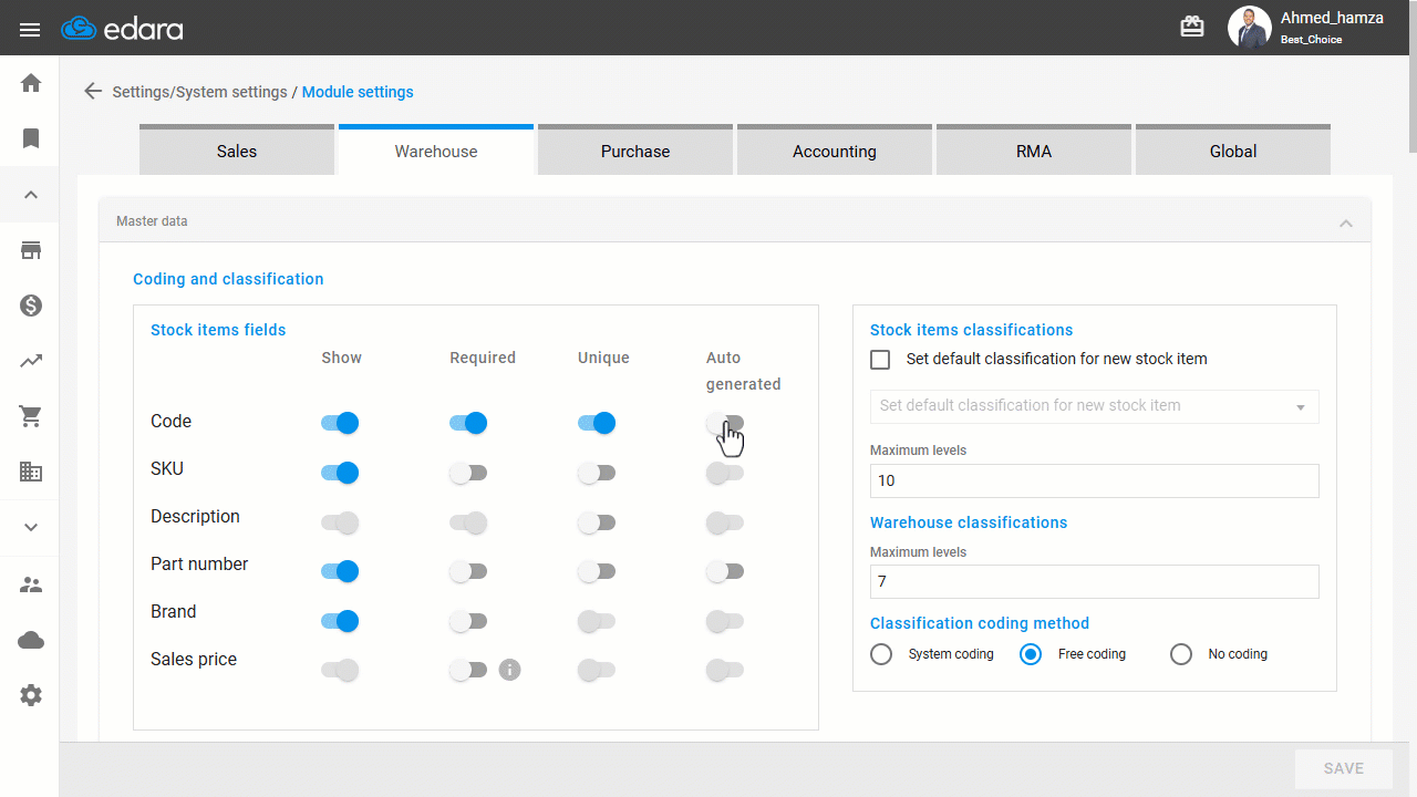 October Updates2025 Selecting Automatic Item Code Generation Method