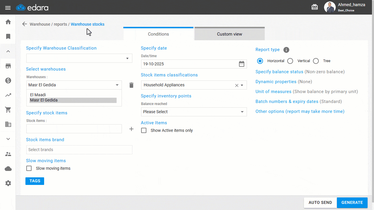November25 Selecting the Warehouse Stocks Report Type min