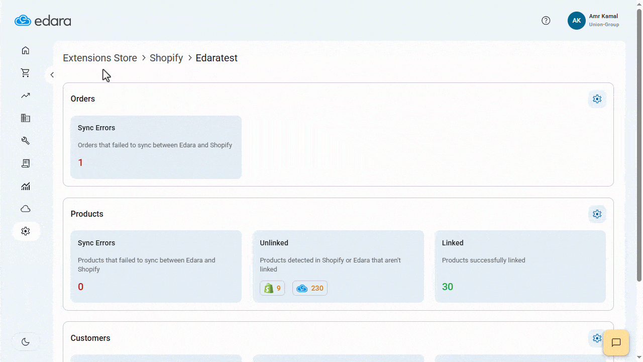 June26 Manual Linking of Products and Customers Between Edara and Shopify